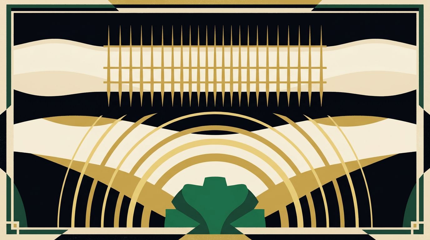 Art deco illustration of gold microneedle points and radio waves over layers of skin